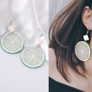 Beautiful Earrings Asian Korean Cute Personality Lemon Slice acrylic Stud Earring Fruits Japan Style Lovely Earring EH015