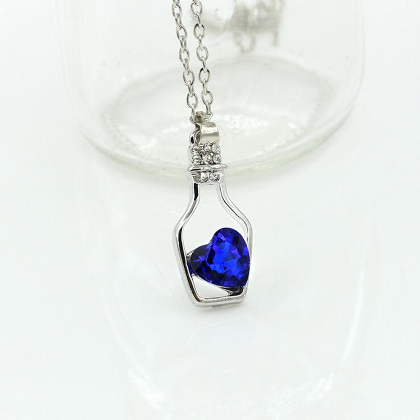 Beautiful Women Necklace Fashion Popular Crystal Necklace Love Drift Bottles Jewelry Accessories Gift Torque Fabulous Pendientes