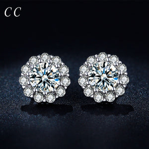 Beautiful flower shape aaa cubic zircon stud earrings for women wedding engagement fashion jewelry gifts for female girl CCE041