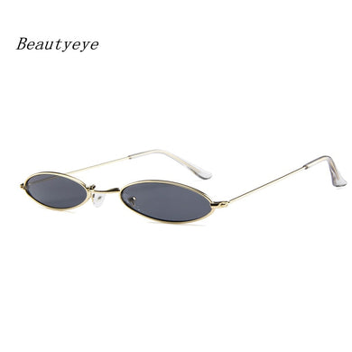 Beautyey 2023 small oval sunglasses for men and women male retro metal frame yellow red vintage small round sun glasses for