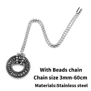 316L Stainless Steel Viking Icelandic Vegvisir Helmet Horror In Runic Circle Pendant Magical Staves men Rune Amulet LP105