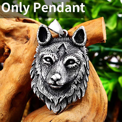 316L stainless steel Norse Vikings Pendant Necklace Norse Wolf Head Necklace Original Animal Jewelry Wolf Head hange LP352