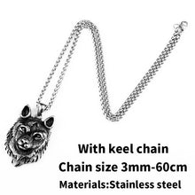 Load image into Gallery viewer, 316L stainless steel Norse Vikings Pendant Necklace Norse Wolf Head Necklace Original Animal Jewelry Wolf Head hange LP352