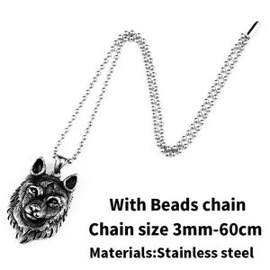 316L stainless steel Norse Vikings Pendant Necklace Norse Wolf Head Necklace Original Animal Jewelry Wolf Head hange LP352