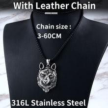 Load image into Gallery viewer, 316L stainless steel Norse Vikings Pendant Necklace Norse Wolf Head Necklace Original Animal Jewelry Wolf Head hange LP352