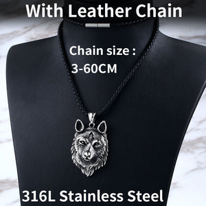 316L stainless steel Norse Vikings Pendant Necklace Norse Wolf Head Necklace Original Animal Jewelry Wolf Head hange LP352