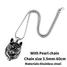 Load image into Gallery viewer, 316L stainless steel Norse Vikings Pendant Necklace Norse Wolf Head Necklace Original Animal Jewelry Wolf Head hange LP352