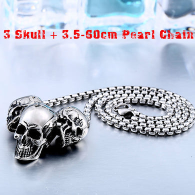 Unique 316L Stainless Steel New Arrival Super Punk Skull Biker Pendant Necklace Fashion charm Jewelry BP8-216