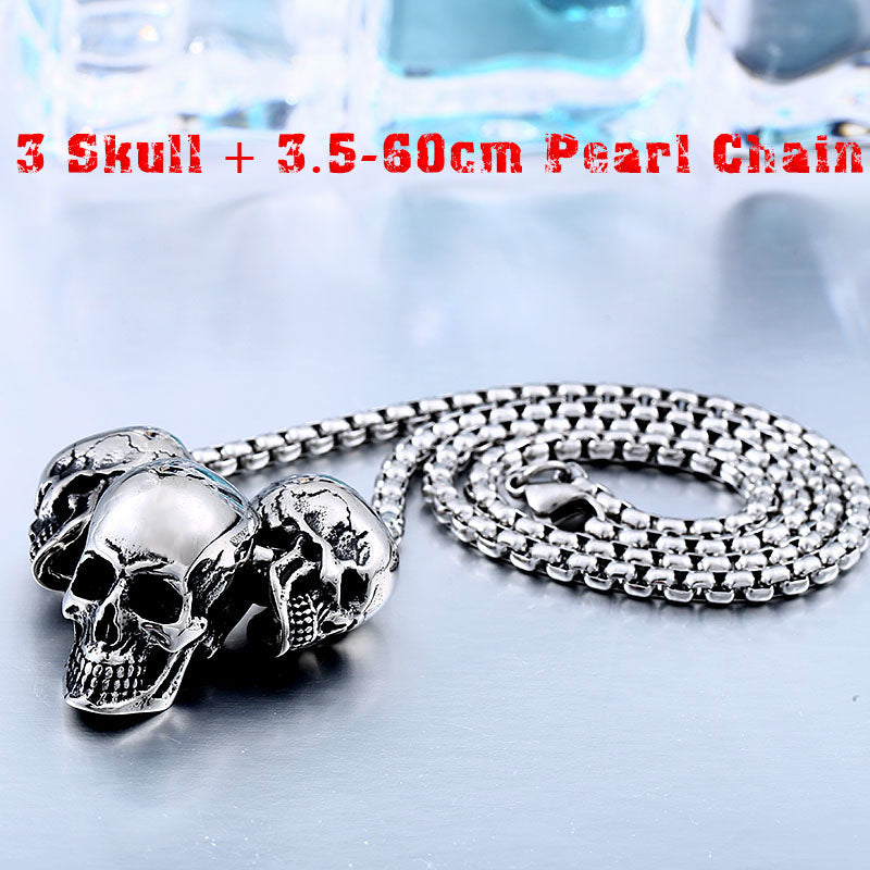 Unique 316L Stainless Steel New Arrival Super Punk Skull Biker Pendant Necklace Fashion charm Jewelry BP8-216