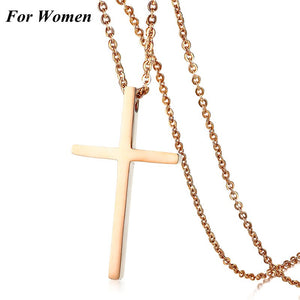 Collane e pendenti con croce per gioielli religiosi di preghiera in acciaio inossidabile 316L degli amanti per le donne Regalo per uomini color oro rosa 