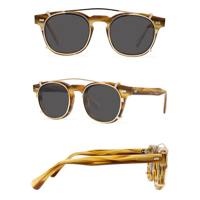Belight Optical Handmade Quality Cool Vintage Retro Women Men UV400 Polarized Protection  Oculos Clip On Sunglasses 9511