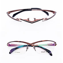 Load image into Gallery viewer, Belight Optical Japan Sharp Design Sports  Pure Titanium Half Rimless Frame Men Prescription Semi Eyeglasses Red Eyewear MF-1218