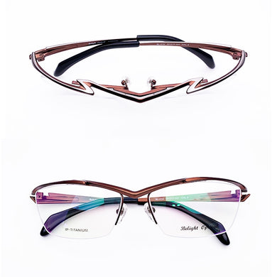 Belight Optical Japan Sharp Design Sports  Pure Titanium Half Rimless Frame Men Prescription Semi Eyeglasses Red Eyewear MF-1218