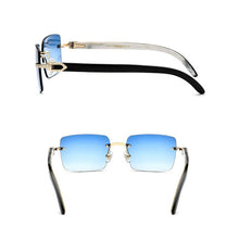 Carica l'immagine nel visualizzatore di Gallery, Belight Optical Nature Black White Buffalo Horn Rinestone Square Rimless Men Women Sunglass Unique DesignCase Free shiping 10070