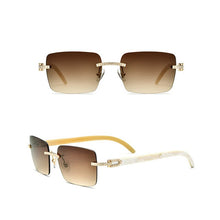 Carica l'immagine nel visualizzatore di Gallery, Belight Optical Nature Black White Buffalo Horn Rinestone Square Rimless Men Women Sunglass Unique DesignCase Free shiping 10070