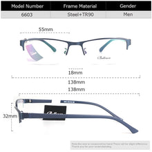 Load image into Gallery viewer, Bellcaca Men Spectacle Frame Eyeglasses Computer Optical Prescription Myopia Eye Clear Lens Glasses Frame For Male Eyewear 6603