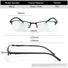 Carica l&#39;immagine nel visualizzatore di Gallery, Bellcaca Spectacle Frame Men Eyeglasses Nerd Computer Optical Prescription Eye Clear Lens Glasses Frame For Male Eyewear 6612
