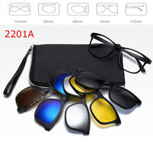 Carica l&#39;immagine nel visualizzatore di Gallery, Belmon 6 In 1 Spectacle Frame Men Women With 5 PCS Clip On Polarized Sunglasses Magnetic Glasses Male Computer Optical 2201
