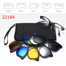 Carica l&#39;immagine nel visualizzatore di Gallery, Belmon 6 In 1 Spectacle Frame Men Women With 5 PCS Clip On Polarized Sunglasses Magnetic Glasses Male Computer Optical 2201