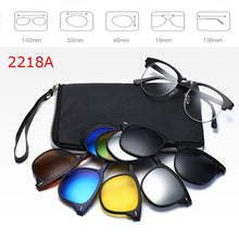Carica l&#39;immagine nel visualizzatore di Gallery, Belmon 6 In 1 Spectacle Frame Men Women With 5 PCS Clip On Polarized Sunglasses Magnetic Glasses Male Computer Optical 2201