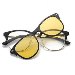 Belmon Spectacle Frame Men Women With Polarized Clip On Sunglasses Magnetic Clear Glasses Male Female Optical Eyeglasses RS488