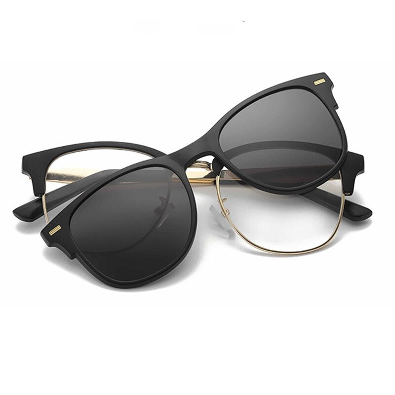 Belmon Spectacle Frame Men Women With Polarized Clip On Sunglasses Magnetic Clear Glasses Male Female Optical Eyeglasses RS488