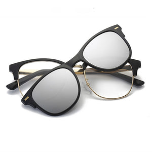 Belmon Spectacle Frame Men Women With Polarized Clip On Sunglasses Magnetic Clear Glasses Male Female Optical Eyeglasses RS488