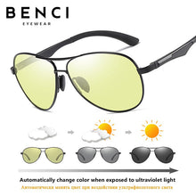 Load image into Gallery viewer, Benci Aviation Discoloration Driving Photochromic Sunglasses Men Polarized Chameleon Day Night Vision UV400  gafas de sol hombre