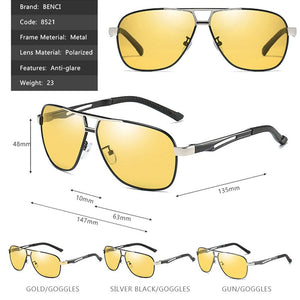 Benci Brand Photochromic Sunglasses Polarized Men Sunglasses HD Day&Night Vision Goggle Women Driving Glasses Oculos zonnebril