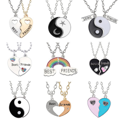 Best Friend Necklace Women Heart Tai Chi Crown Couple Pendants Best Friends Forever Necklaces  BFF Friendship Jewelry Choker