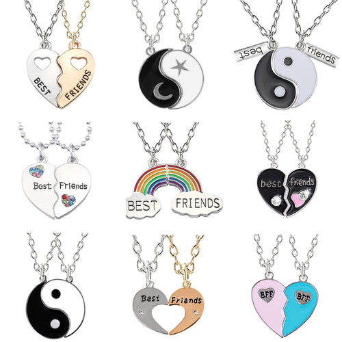 Best Friend Necklace Women Heart Tai Chi Crown Couple Pendants Best Friends Forever Necklaces  BFF Friendship Jewelry Choker