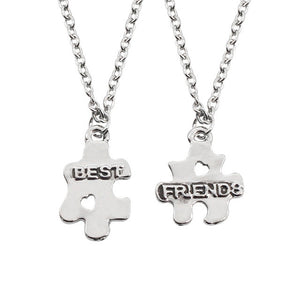 Best Friends Pendant Necklace Women Men Splicing Geometry Pizza Love Heart Necklaces Fashion Couple BFF Friends Jewelry Colar