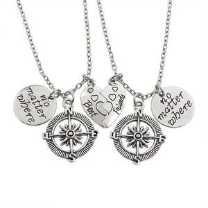 Best Friends Pendant Necklace Women Men Splicing Geometry Pizza Love Heart Necklaces Fashion Couple BFF Friends Jewelry Colar