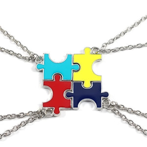 Best Friends Pendant Necklace Women Men Splicing Geometry Pizza Love Heart Necklaces Fashion Couple BFF Friends Jewelry Colar