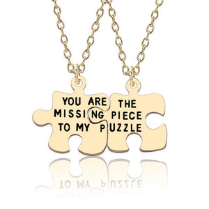 Best Friends Pendant Necklace Women Men Splicing Geometry Pizza Love Heart Necklaces Fashion Couple BFF Friends Jewelry Colar