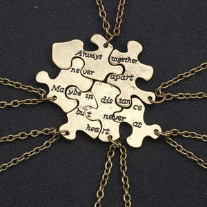 Best Friends Pendant Necklace Women Men Splicing Geometry Pizza Love Heart Necklaces Fashion Couple BFF Friends Jewelry Colar