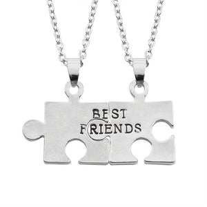 Best Friends Pendant Necklace Women Men Splicing Geometry Pizza Love Heart Necklaces Fashion Couple BFF Friends Jewelry Colar