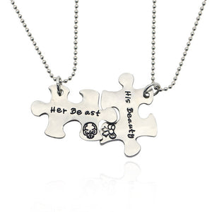 Best Friends Pendant Necklace Women Men Splicing Geometry Pizza Love Heart Necklaces Fashion Couple BFF Friends Jewelry Colar