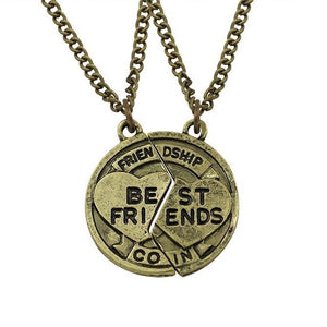 Best Friends Pendant Necklace Women Men Splicing Geometry Pizza Love Heart Necklaces Fashion Couple BFF Friends Jewelry Colar