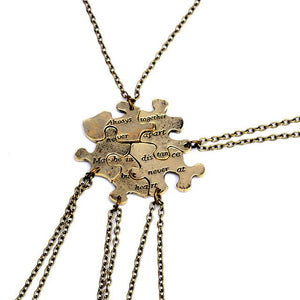 Best Friends Pendant Necklace Women Men Splicing Geometry Pizza Love Heart Necklaces Fashion Couple BFF Friends Jewelry Colar