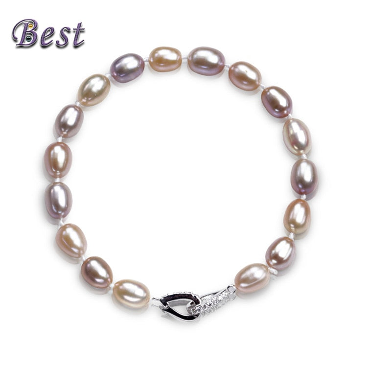 Best Pearl 100% Real Natural Pearl Bracelet With 925 Sterling Silver Clasp Cultured Genuine Pearl Jewelry Bracelet