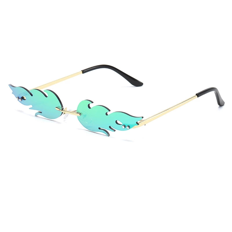 Selling Creative Flame Sunglasses Metal Street Shooting Sunglasses Ladies Rimless Polarized Glasses Personalized Glasses