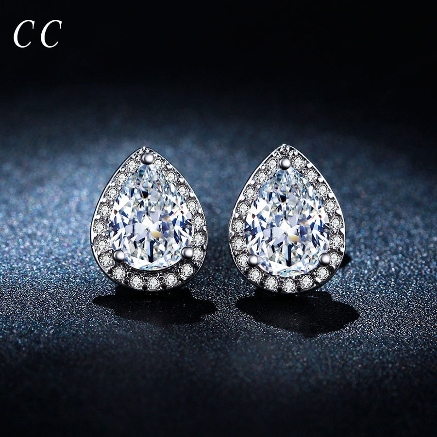 Best valentine's d gift for lover shine water drop aaa cubic zircon stud earring for women wedding engagement fashion CCE051