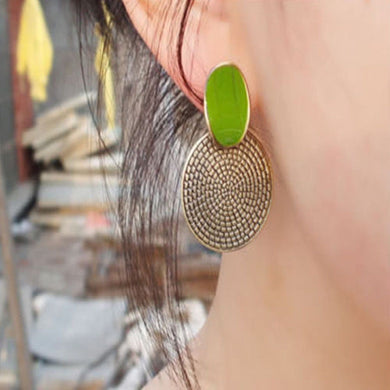 Big Bronze Stud Earrings For Women Gold Round Circle Spiral Tribe Green Crystal Earings Jewelry Bridal Bohemian earing studs