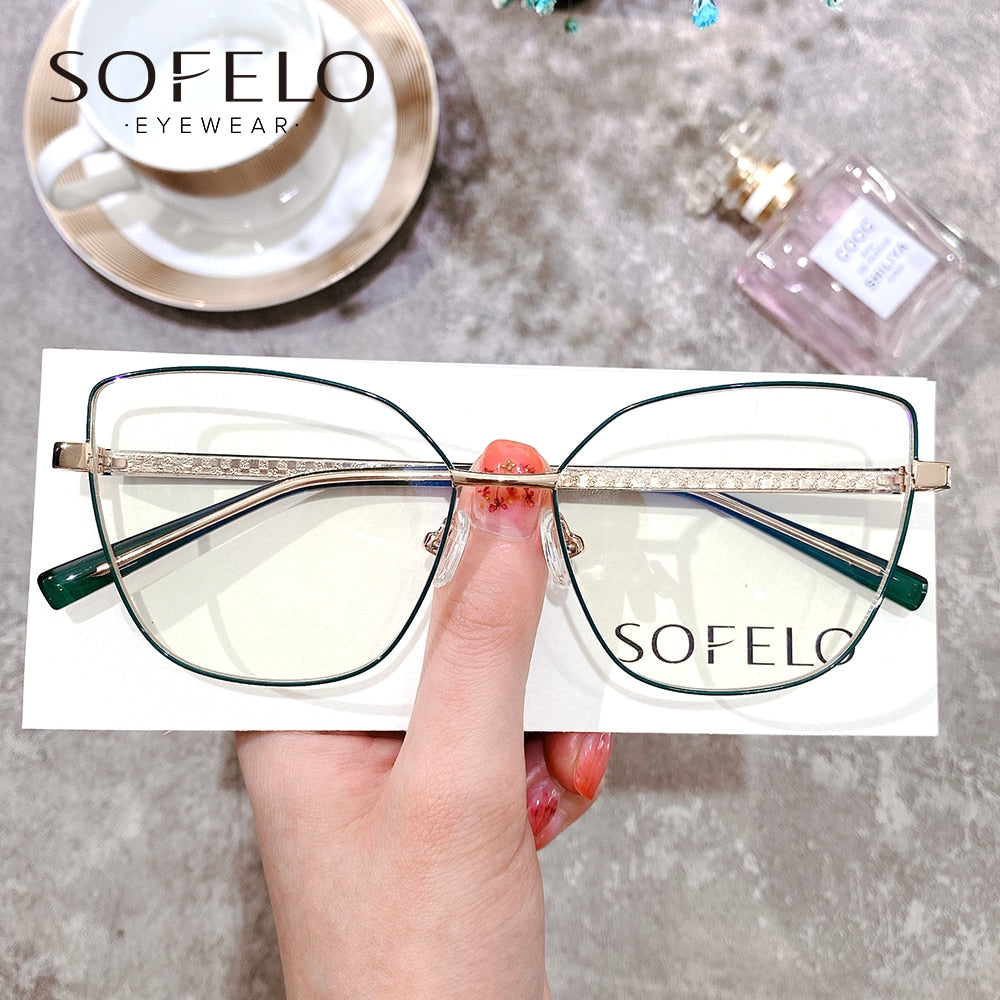 Big Cat Eye Prescription Frame Myopia Optical Glasses Frame Women Clear Anti Blue Light Eyeglasses Frame Female Computer Eyewear