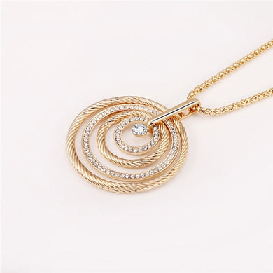 Big Circles Pendant Long Necklace CZ Crystal Gold Silver Colors Women Popcorn Chains Sweater Necklace collar mujer Jewelry Gifts