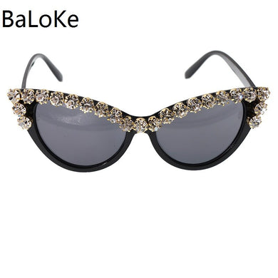 Big Frame Brand Designer Baroque Cat Eye Sunglasses for Women Personality Style Crystal Stones Sun Glasses Flower Female