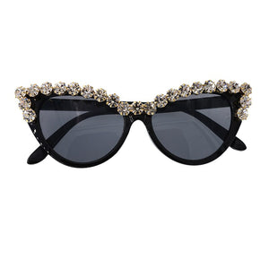Big Frame Brand Designer Baroque Cat Eye Sunglasses for Women Personality Style Crystal Stones Sun Glasses Flower Female