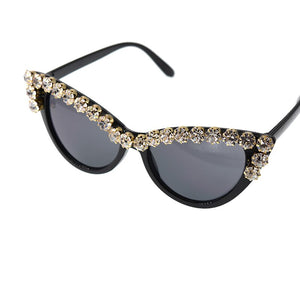 Big Frame Brand Designer Baroque Cat Eye Sunglasses for Women Personality Style Crystal Stones Sun Glasses Flower Female
