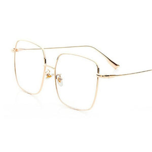 Big Frame Glasses Female Oversized Square Eyeglasses Gold Spectacles Frame Clear Lens Eyewear Optical Myopia Nerd Glasses